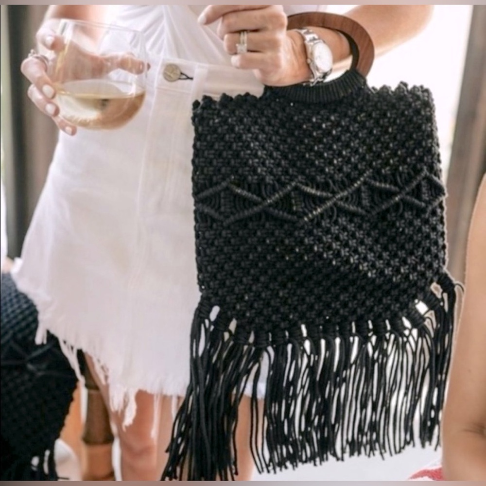 Nwot Danielle Nicole Black Macrame Bohemian Fring… - image 2